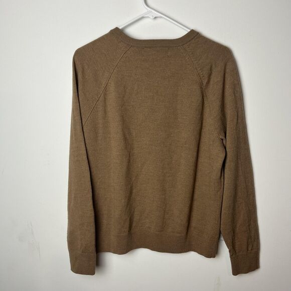 Banana Republic Sweater Mens Large Brown Italian Merino Wool Crewneck Raglan - Picture 3 of 7